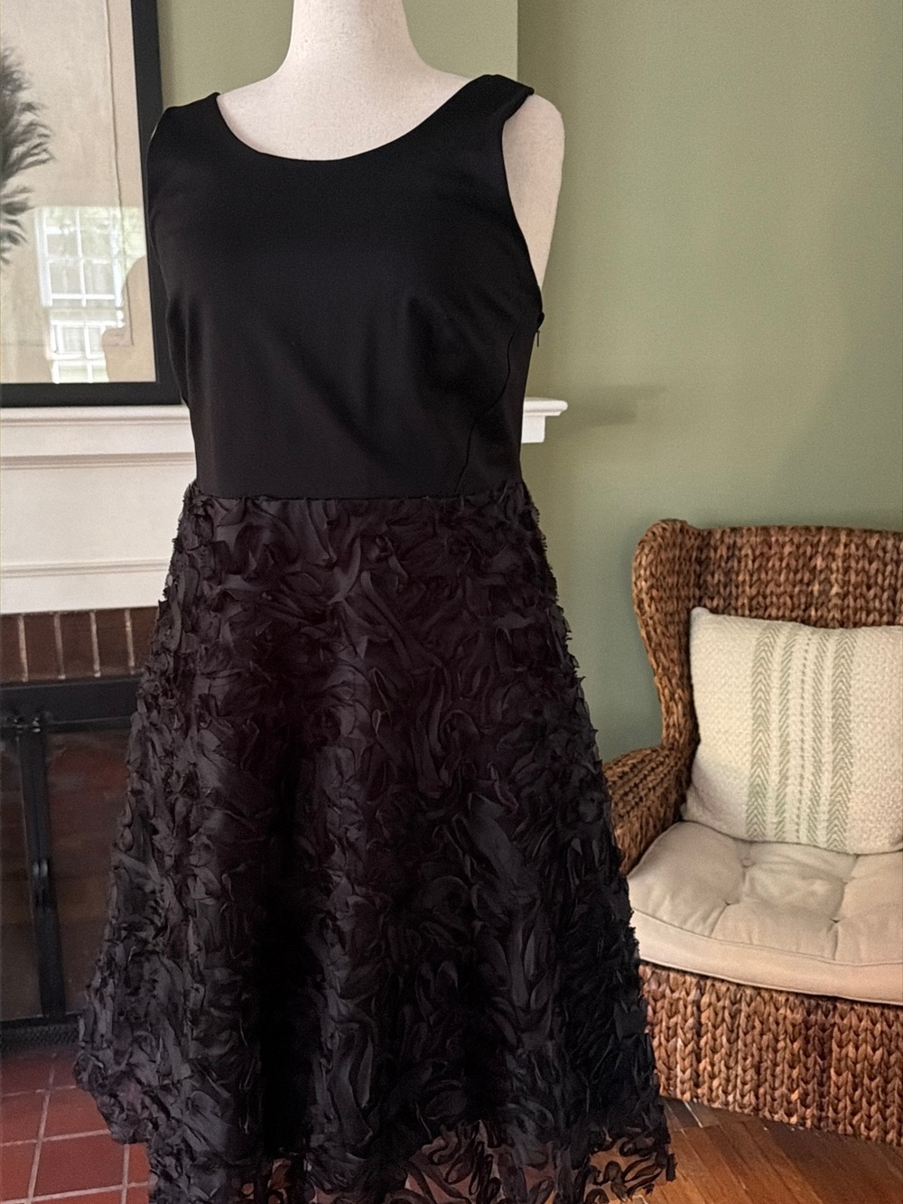 ELOQUII Studio Black Appliqué Fit & Flare Midi Dress - Size 20 NWT